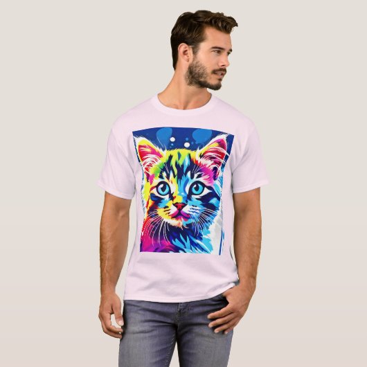 Lebhafte Neon Kitty Art T-Shirt (Vorne ganz)