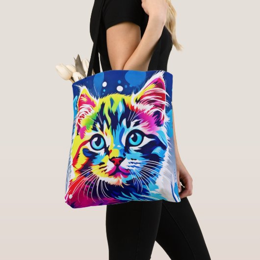 Lebhafte Neon Kitty Art Tasche (Von Nahem)