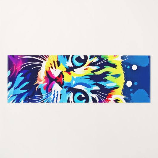 Lebhafte Neon Kitty Art Yogamatte (Vorderseite (Horizontal))