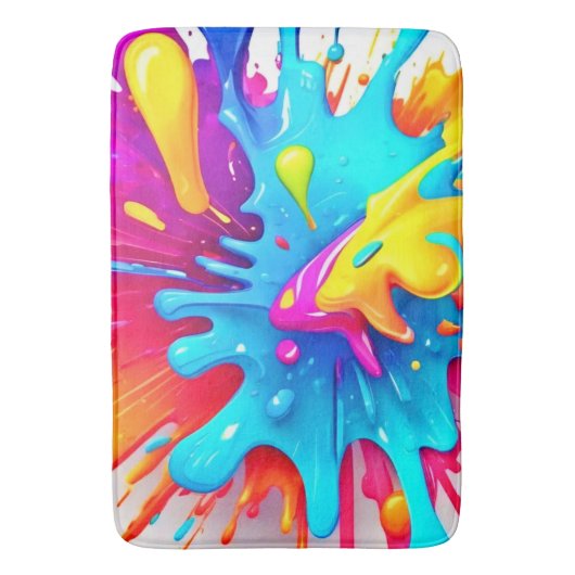 Lebhafte Neon Paint Splash Art Badematte (Vorderseite Vertikal)