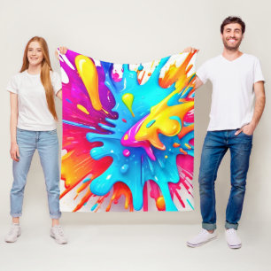 Lebhafte Neon Paint Splash Art Fleecedecke