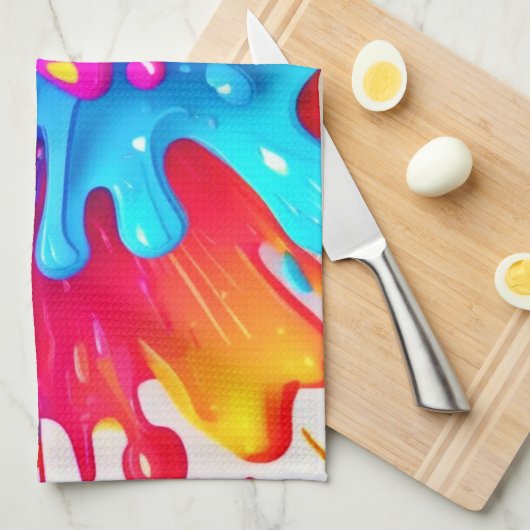 Lebhafte Neon Paint Splash Art Geschirrtuch (Viertel Falte)