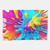 Lebhafte Neon Paint Splash Art Geschirrtuch (Horizontal)