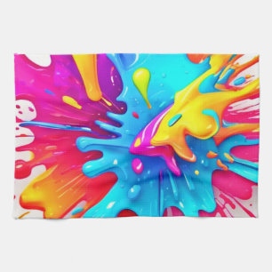 Lebhafte Neon Paint Splash Art Geschirrtuch