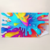 Lebhafte Neon Paint Splash Art Strandtuch (Vorderseite)