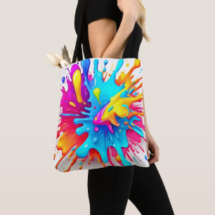 Lebhafte Neon Paint Splash Art Tasche