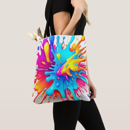 Lebhafte Neon Paint Splash Art Tasche (Von Nahem)