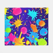 Lebhafte Neon Paint Spritzer Art Fleecedecke (Vorderseite (Horizontal))
