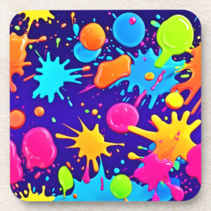 Lebhafte Neon Paint Spritzer Art Getränkeuntersetzer