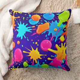 Lebhafte Neon Paint Spritzer Art Kissen