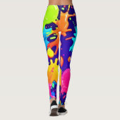Lebhafte Neon Paint Spritzer Art Leggings (Rückseite)