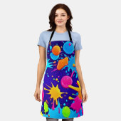 Lebhafte Neon Paint Spritzer Art Schürze (Getragen)