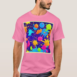 Lebhafte Neon Paint Spritzer Art T-Shirt