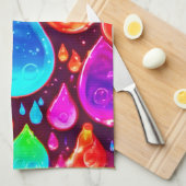 Lebhafte Neon Raindrops Art Geschirrtuch (Viertel Falte)