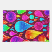 Lebhafte Neon Raindrops Art Geschirrtuch (Horizontal)