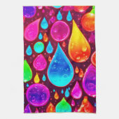 Lebhafte Neon Raindrops Art Geschirrtuch (Vertikal)