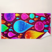 Lebhafte Neon Raindrops Art Strandtuch (Vorderseite)