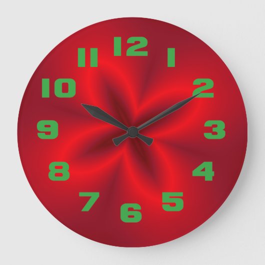Lebhafte Neon Red Blume Große Wanduhr (Vorderseite)