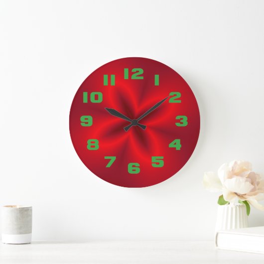 Lebhafte Neon Red Blume Große Wanduhr (Zuhause)