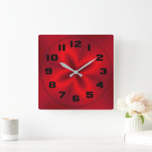 Lebhafte Neon Red Blume Quadratische Wanduhr (Zuhause)