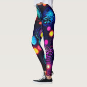Lebhafte Neon Spiral und Dot Art Leggings (Links)