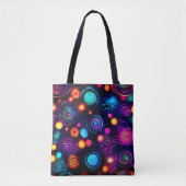Lebhafte Neon Spiral und Dot Art Tasche (Vorderseite)