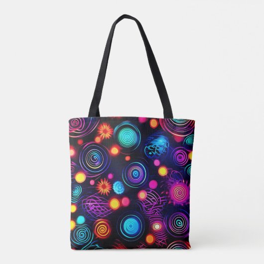 Lebhafte Neon Spiral und Dot Art Tasche (Rückseite)