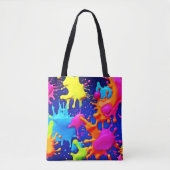 Lebhafte Neon-Splashes auf dunkler Leinwand Tasche (Vorderseite)