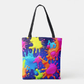 Lebhafte Neon-Splashes auf dunkler Leinwand Tasche (Rückseite)