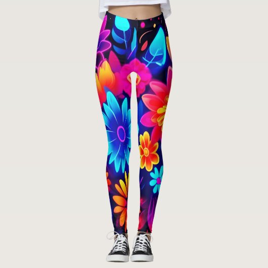 Lebhafte neonfarbene Kunst Leggings (Vorderseite)