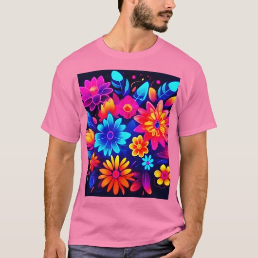 Lebhafte neonfarbene Kunst T-Shirt (Vorderseite)