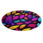 Lebhafte Neonfolien: Blätter-Muster Schneidebrett (Ecke)