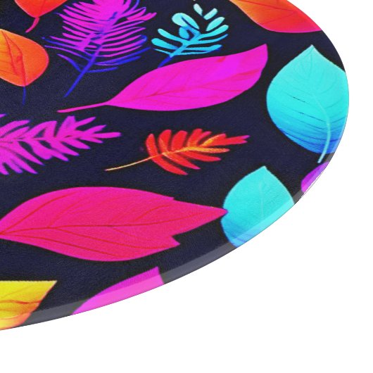 Lebhafte Neonfolien: Blätter-Muster Schneidebrett (Ecke)