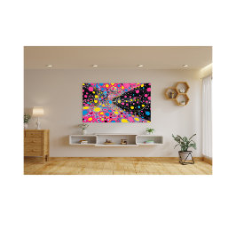 Lebhafte Neonkosmische Punkte Abstrakte Raumgestal Fotodruck