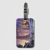 Lebhafte Neonlichter aus Cyberpunk Bangkok Gepäckanhänger (Vorderseite Vertikal)