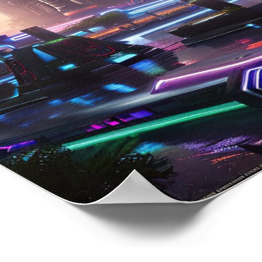 Lebhafte Neonlichter aus Cyberpunk Bangkok Poster (Ecke)