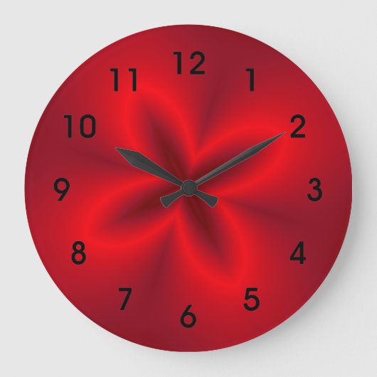 Lebhafte Neonrot-Blume Große Wanduhr (Vorderseite)