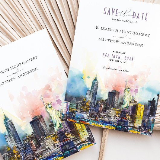 Lebhafte New Yorker Save the Date Skyline Einladung