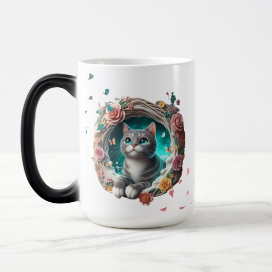 Lebhafte Niedliche Whimsical 3D Cat Tasse (Links)