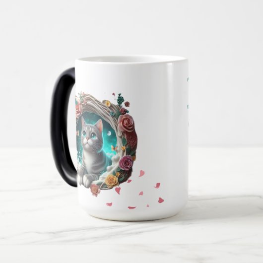 Lebhafte Niedliche Whimsical 3D Cat Tasse (Vorderseite Links)