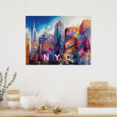 Lebhafte NYC-Farben Kunst der Skyline Poster (Küche)
