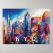 Lebhafte NYC-Farben Kunst der Skyline Poster (Vorne)