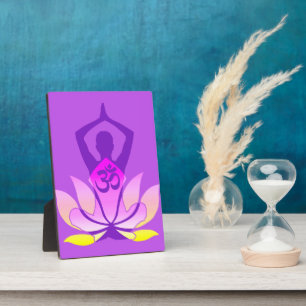 Lebhafte OM Namaste Spirituelle Lotus Blume Yoga Fotoplatte