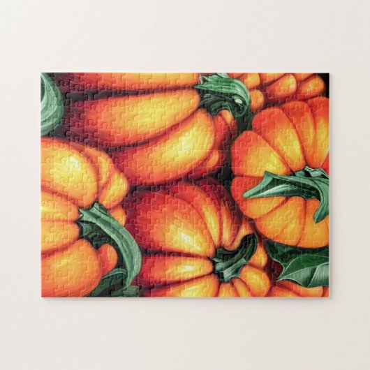 Lebhafte Orange Autumn Pumpkin Harvest Puzzle (Horizontal)