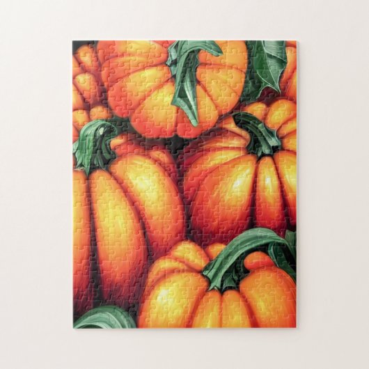 Lebhafte Orange Autumn Pumpkin Harvest Puzzle (Vertikal)