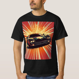 Lebhafte Orange Black Sports Car Teen Typ Race Car T-Shirt