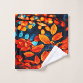 Lebhafte Orange Blätter Kunst Badhandtuch Set (Waschlappen)