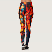 Lebhafte Orange Blätter Kunst Leggings (Rückseite)