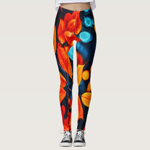 Lebhafte Orange Blätter Kunst Leggings