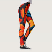 Lebhafte Orange Blätter Kunst Leggings (Rechts)